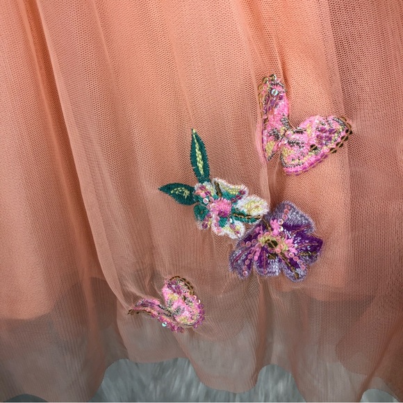 Girls Justice Frilly Dress, Soft Denim Top, Tulle Overlay W/Sequined Patches XL - Picture 10 of 10